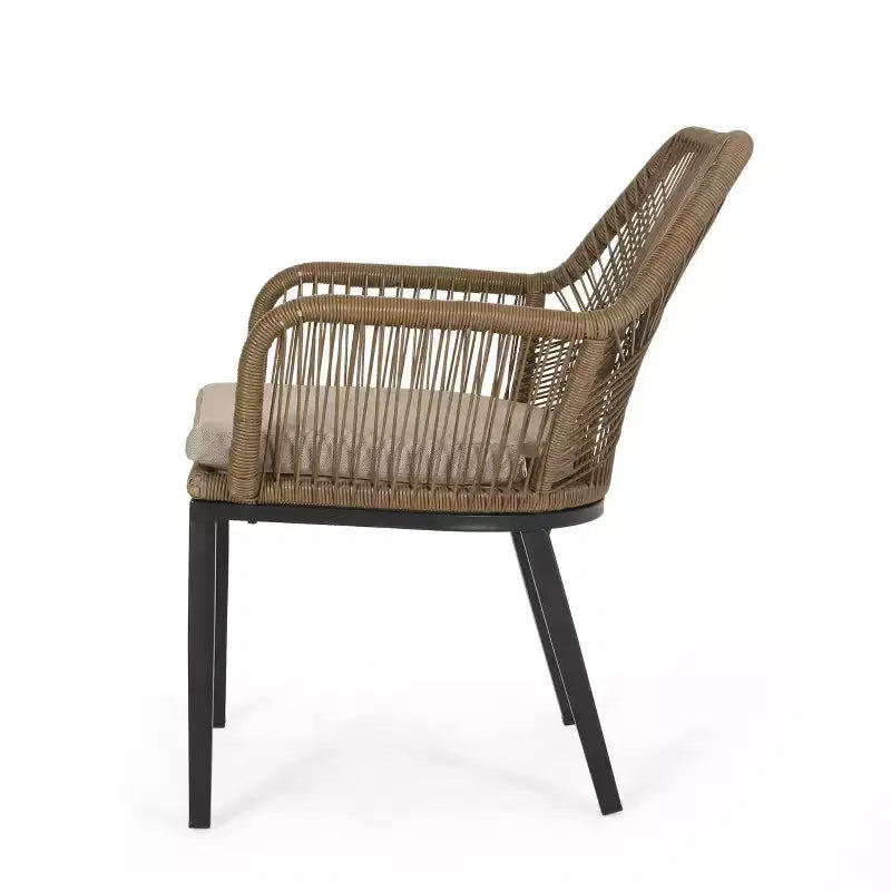 Ensemble de conversation en osier 3 pièces Russel pour 2 personnes : design évasé, plateau en verre - Christopher Knight Home