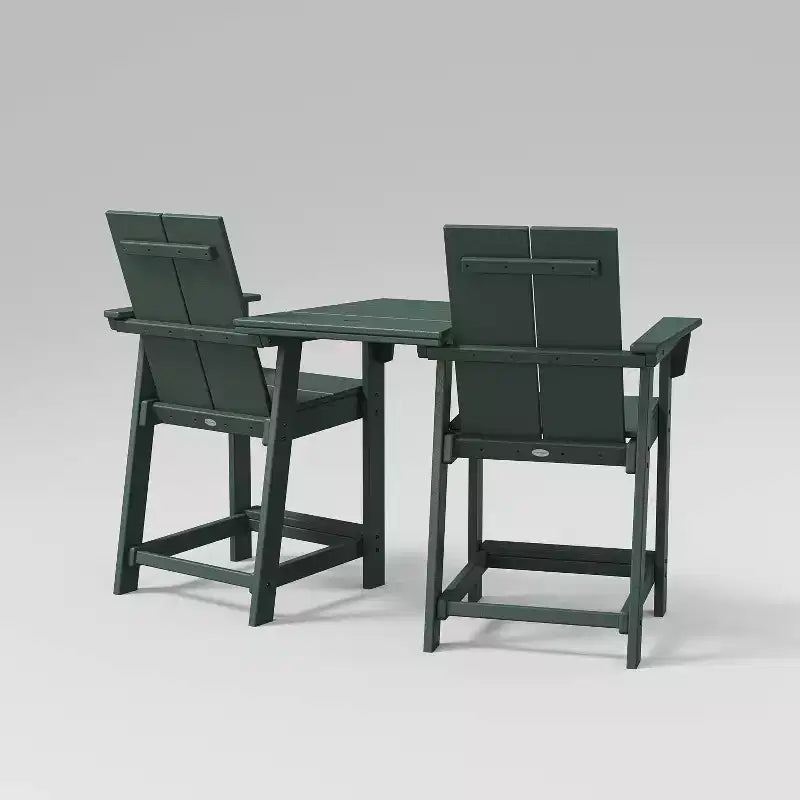 Ensemble de 3 chaises de comptoir d'extérieur POLYWOOD Moore avec table de connexion verte
