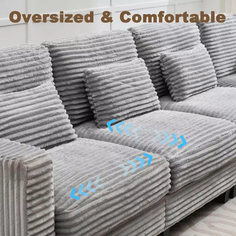 HYLEORY Canapé d'angle, ensemble de canapés modulaires convertibles en velours côtelé pour salon