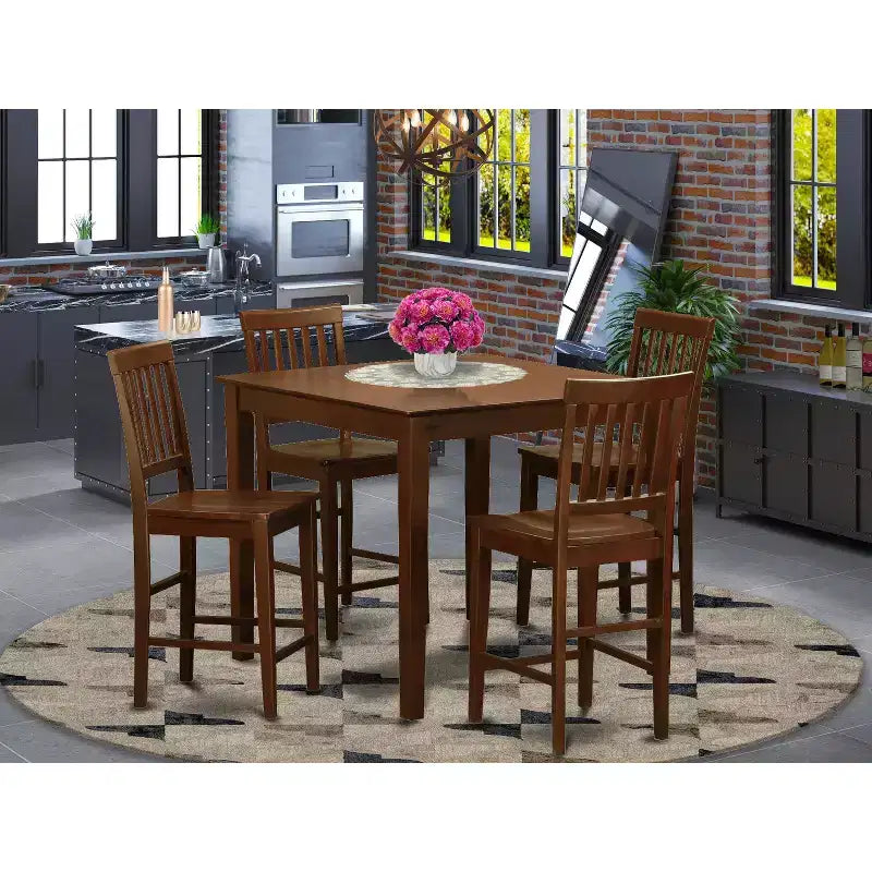 HomeStock Vernon 3 Piece Counter Height Dining Set Mahogany