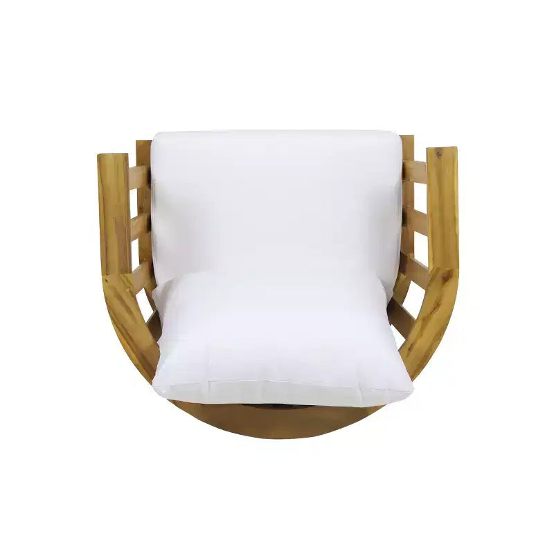 Christopher Knight Home Flagler, ensemble de 5 fauteuils et table foyer d'extérieur en bois d'acacia avec coussins, teck/blanc