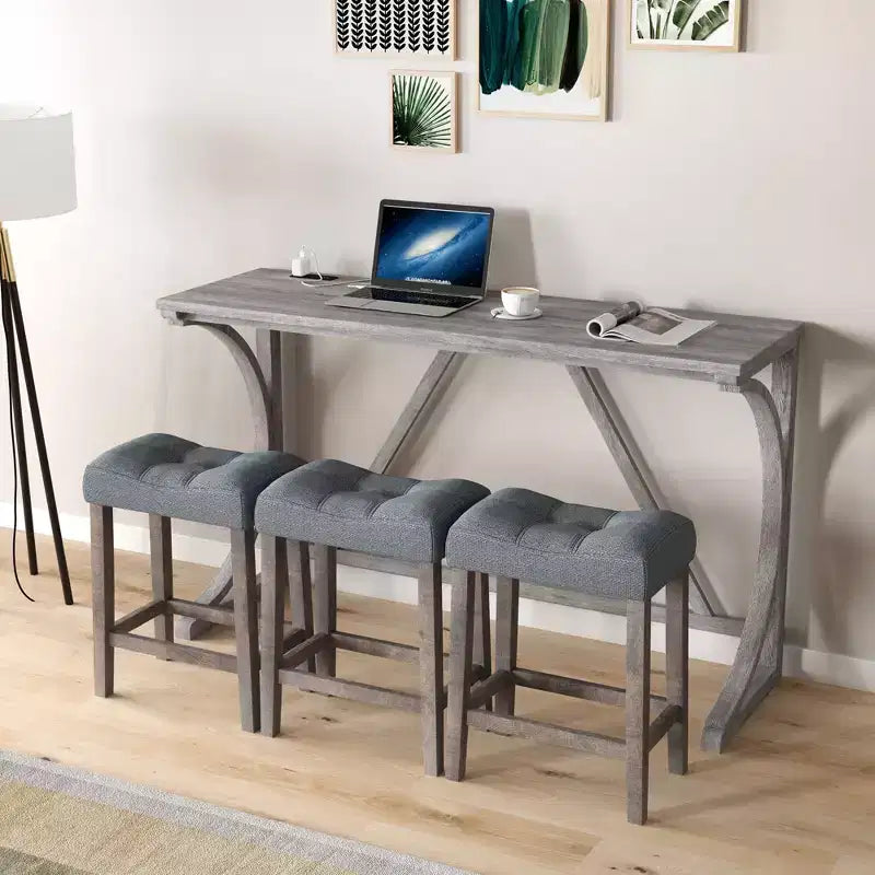 Ensemble de salle à manger de 4 pièces hauteur bar style ferme avec 3 tabourets, ensemble de salle à manger hauteur comptoir, ensemble de table de petit-déjeuner, ensemble de salle à manger bistrot, rustique et industriel - ModernLuxe