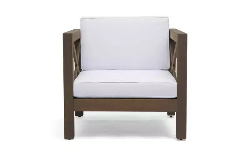 Christopher Knight Home Malcolm — Ensemble de canapé sectionnel d'extérieur 5 places en bois d'acacia avec table basse et coussins