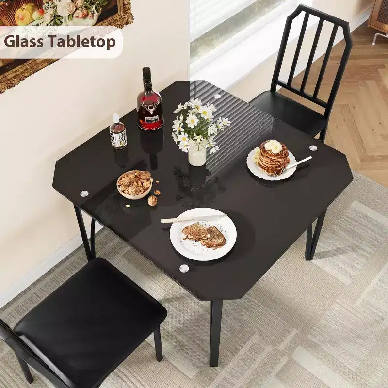 Ensemble table à manger et 2 chaises, ensemble table de cuisine et 2 chaises avec coussin en PU ultra confortable, meubles avec chaises de cuisine adaptés aux petits espaces