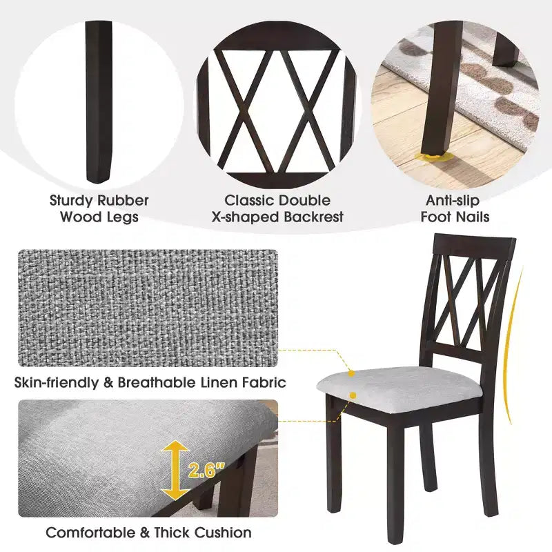 Ensemble de salle à manger 3 pièces extensible Merax avec chaises rembourrées