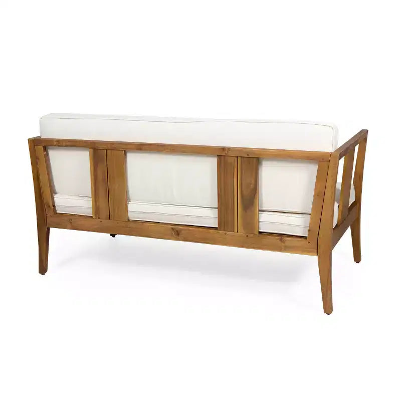 Christopher Knight Home Ted – Ensemble de conversation extérieur 4 pièces en bois d'acacia avec coussins et table basse à lattes