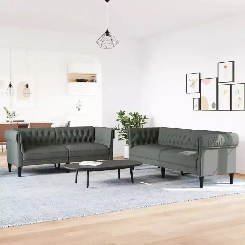 vidaXL Canapé Moderne Gris Foncé - 2 et 3 Places : Meubles de Salon, Cadre en Bois Robuste, Tissu Confortable