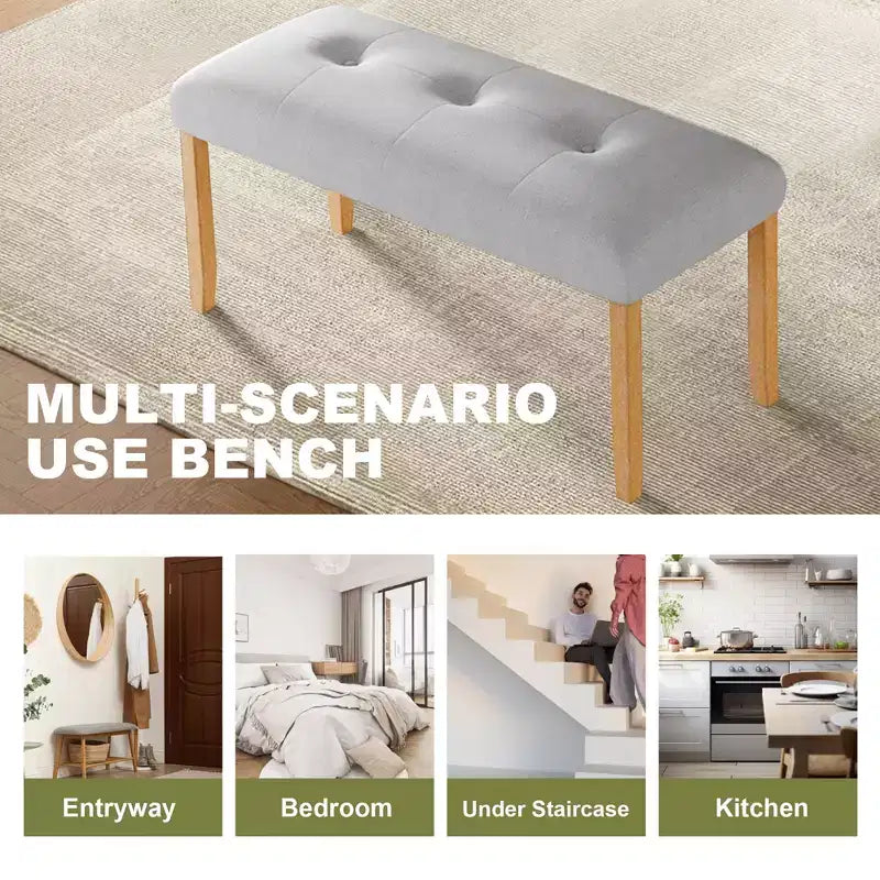 Ensemble de salle à manger en bois 6 pièces, table rectangulaire avec 4 chaises rembourrées et banc