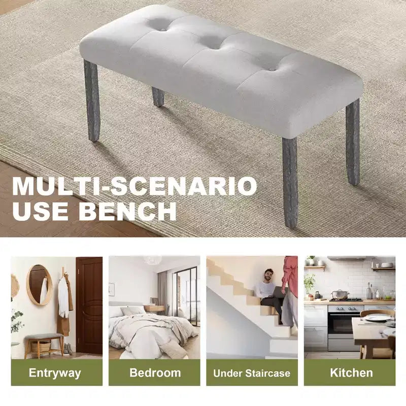 Ensemble de salle à manger en bois 6 pièces, table rectangulaire avec 4 chaises rembourrées et banc