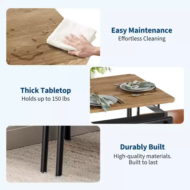 Ensemble de table à manger pour 4 personnes, 5 pièces, en bois, 4 chaises rembourrées en PU, cadre en métal, ensemble de dînette pour salle à manger, fête, appartement