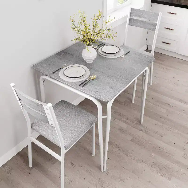 Ensemble table à manger 3 pièces pour 2 personnes, petite table de cuisine en bois avec rangement, ensemble de salle à manger carré de style ferme pour salle à manger, appartement, petit espace