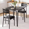 3 Piece Dining Table Set for 2, Small Wooden Kitchen Table w/Storage, Farmhouse Square Dinette Set for Dining Room, Apartment, Small Space