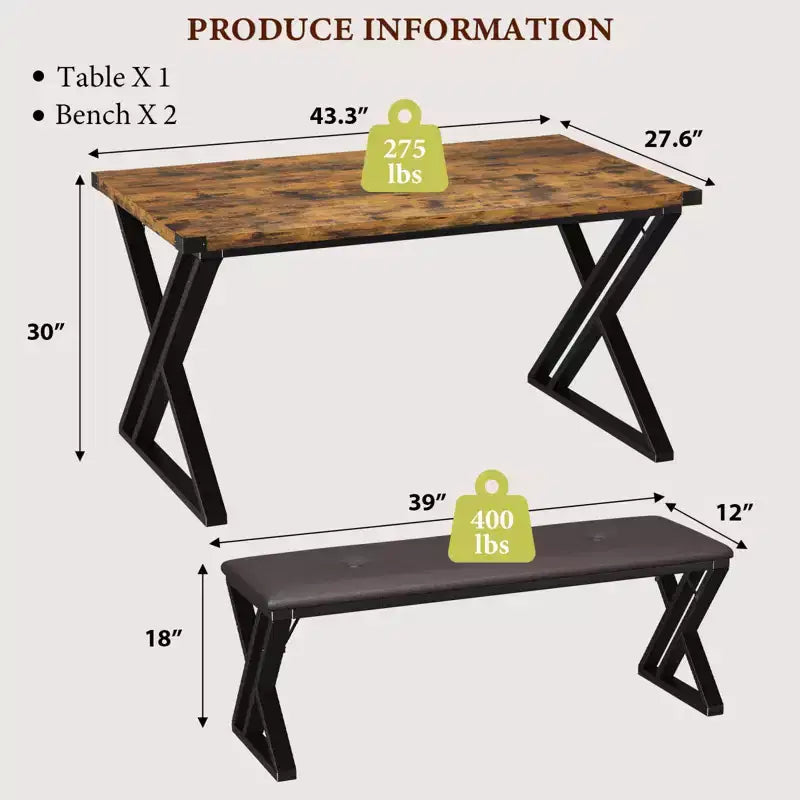 Ensemble table de salle à manger avec 2 bancs, ensemble table à manger pour 4 à 6 personnes, table de petit-déjeuner avec bancs rembourrés en cuir PU pour petits espaces, appartement