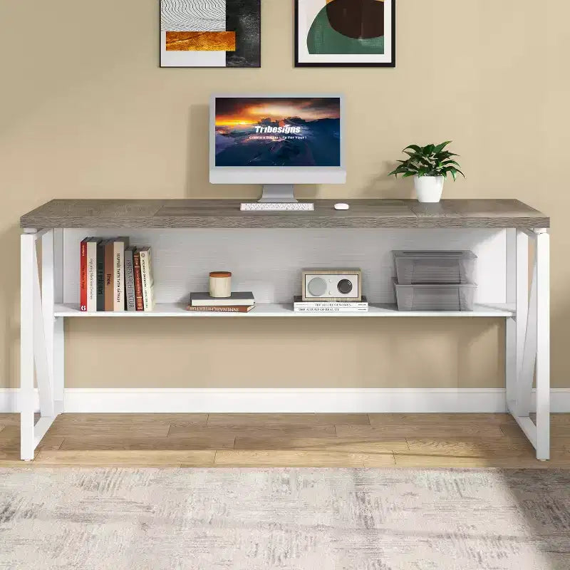Bureau d'angle Lantine avec tiroir, grand bureau d'ordinateur de direction de 160 cm et classeur latéral, meuble de bureau à domicile 2 pièces