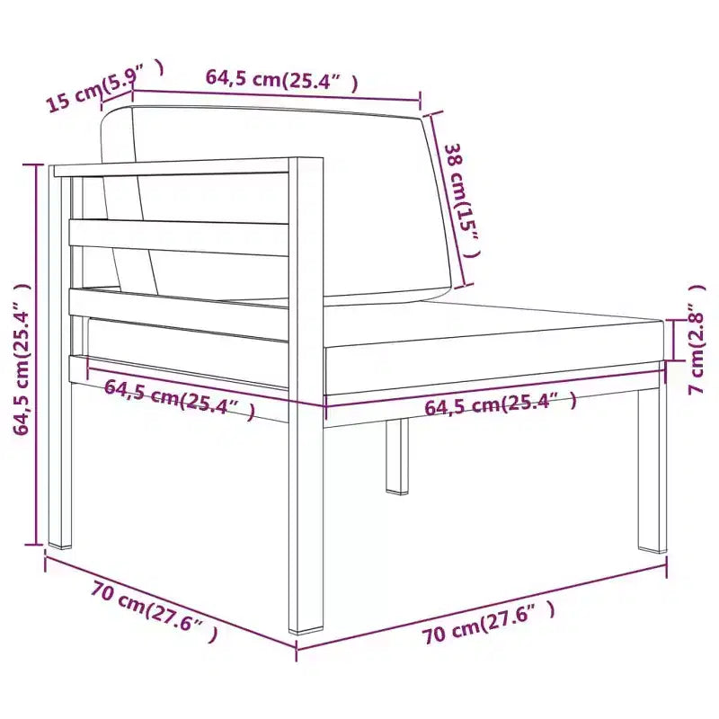 vidaXL Salon de jardin modulaire Table Aluminium Anthracite