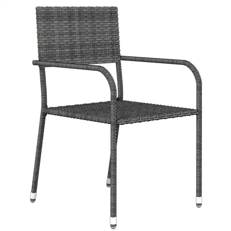 vidaXL Salon de jardin noir en résine tressée, acier thermolaqué, verre - gris - Longueur de la table 140 cm - 4 articles