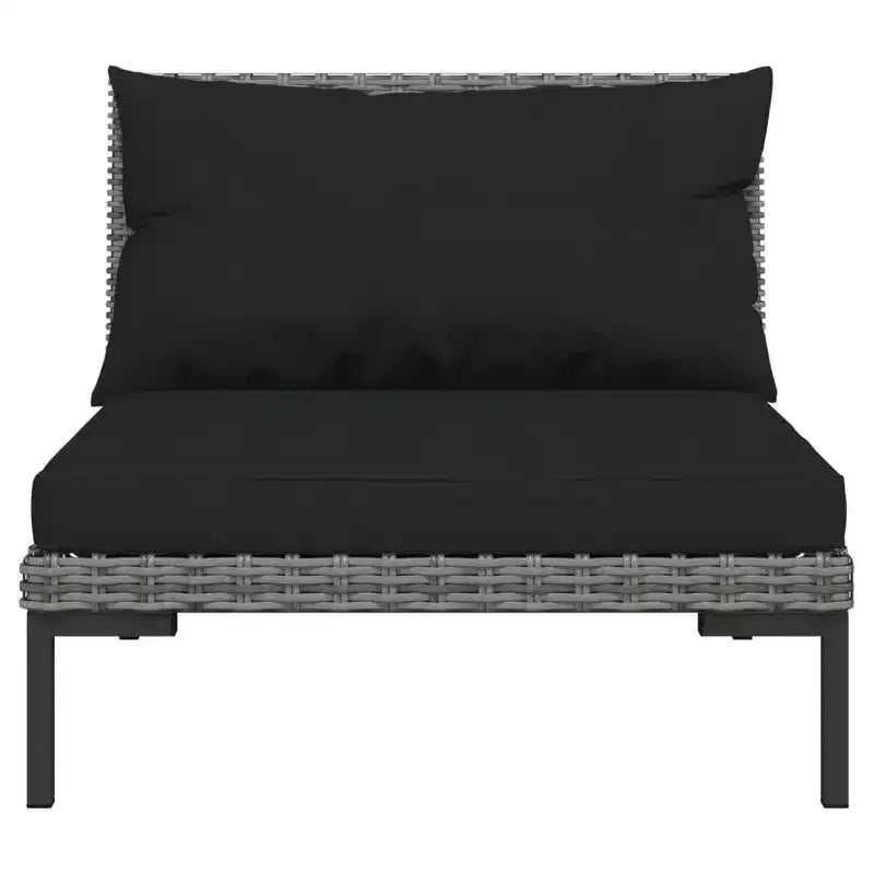 vidaXL Salon de jardin - 9 pièces - Canapé d'angle d'extérieur - Rotin synthétique gris foncé - Résistant aux intempéries - Sièges rembourrés et coussins