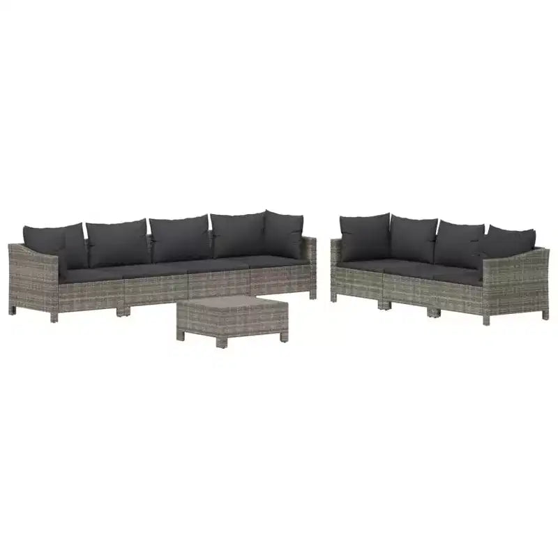 vidaXL Salon de jardin 8 pièces avec coussins en résine tressée gris
