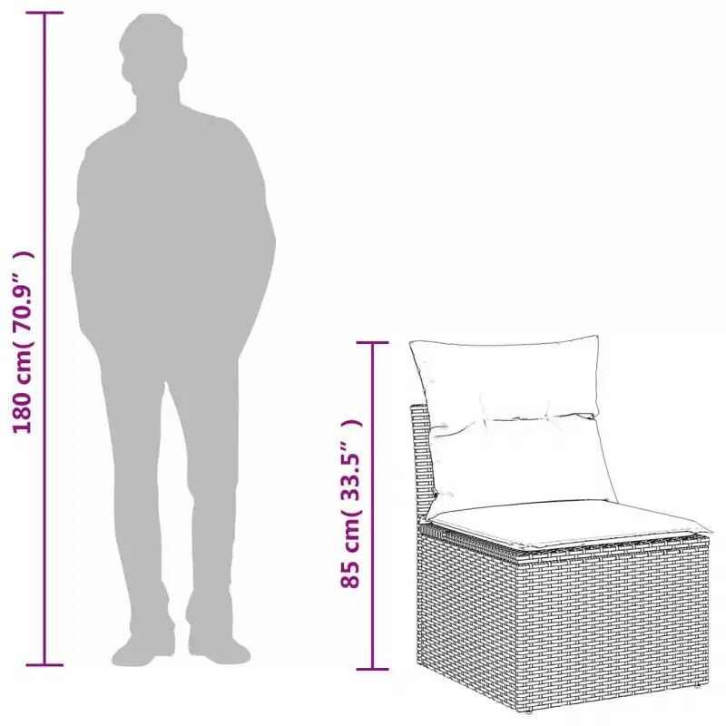 vidaXL Salon de jardin beige en résine tressée Grand canapé modulable d'extérieur