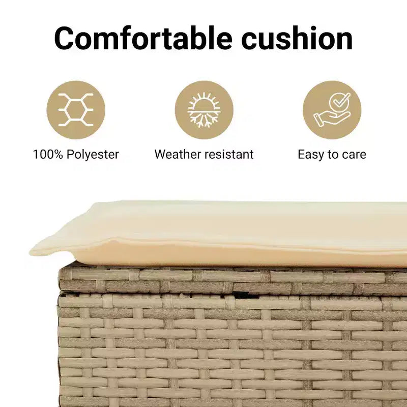 vidaXL Salon de jardin beige en résine tressée Grand canapé modulable d'extérieur