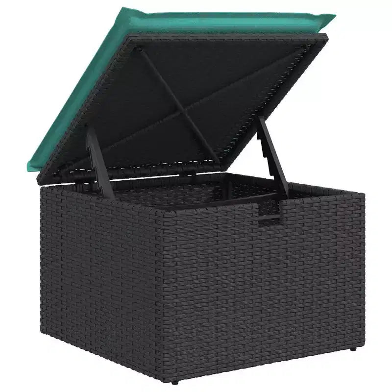 vidaXL Salon de jardin 9 pièces avec coussins Noir et bleu résine tressée
