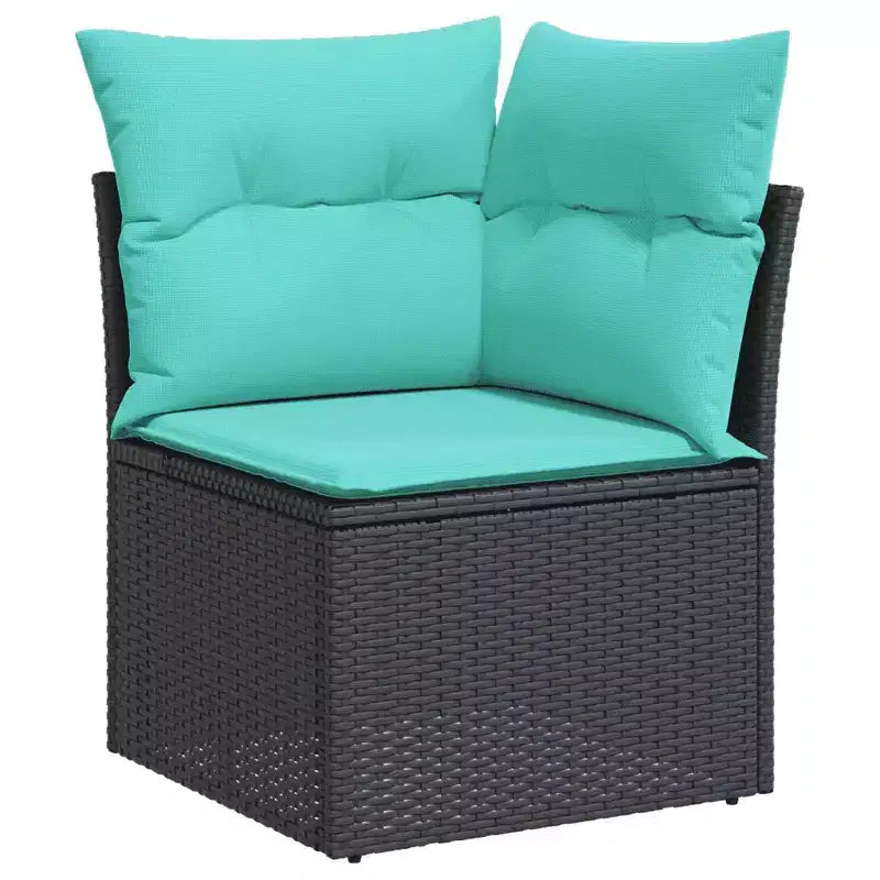 vidaXL Salon de jardin 9 pièces avec coussins Noir et bleu résine tressée