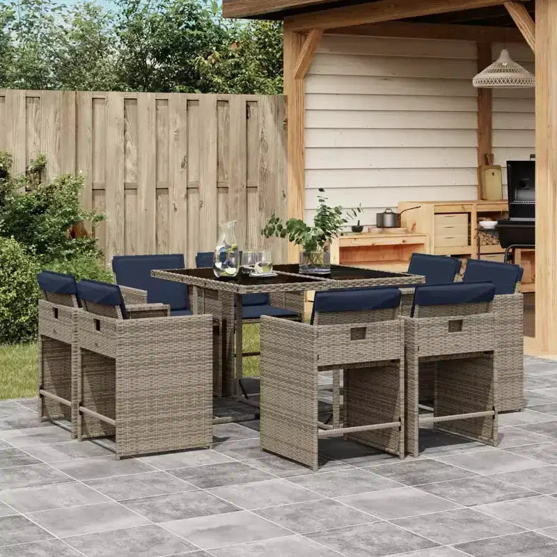 vidaXL Salon de jardin 8 pcs Gris
