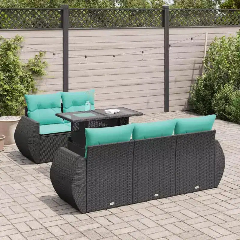 vidaXL Ensemble de canapés de jardin 6 pièces avec coussins en rotin synthétique et acacia noir