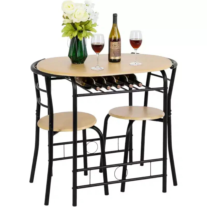 VINGLI Ensemble de salle à manger 3 pièces, petit ensemble de table de cuisine pour 2, ensemble de table de petit-déjeuner, table de cuisine en bois et 2 chaises