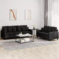Sofa Set Black Velvet (100% polyester), metal, textilene, plywood