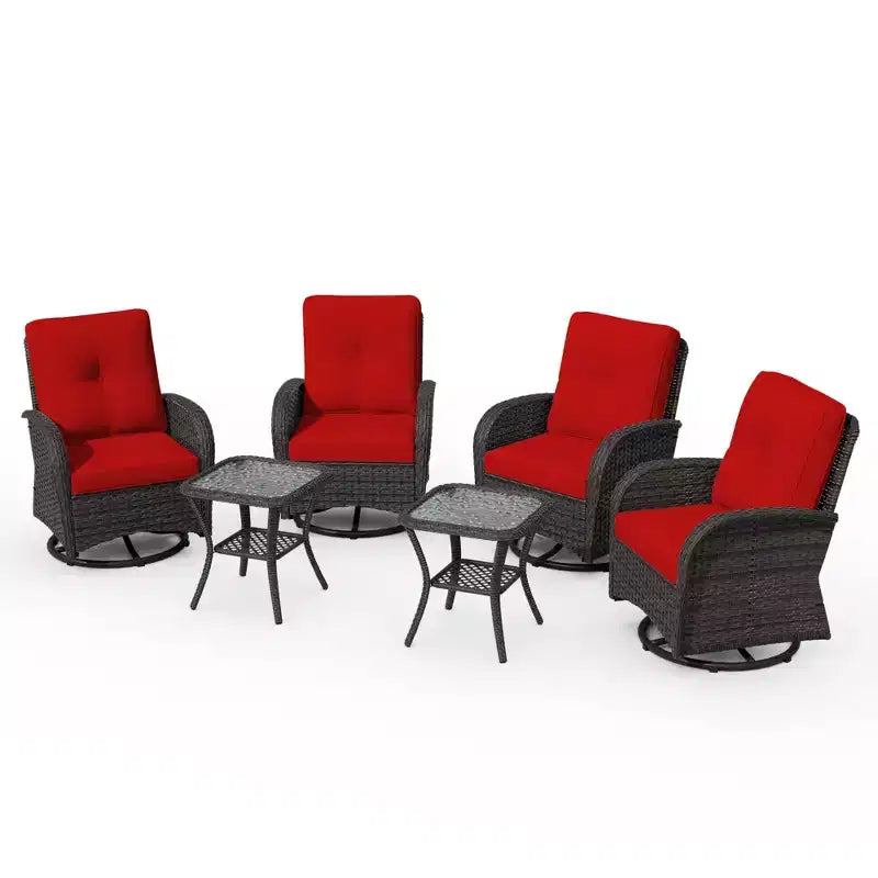UPTIOT Ensemble de conversation de patio avec 6 fauteuils à bascule pivotants en osier
