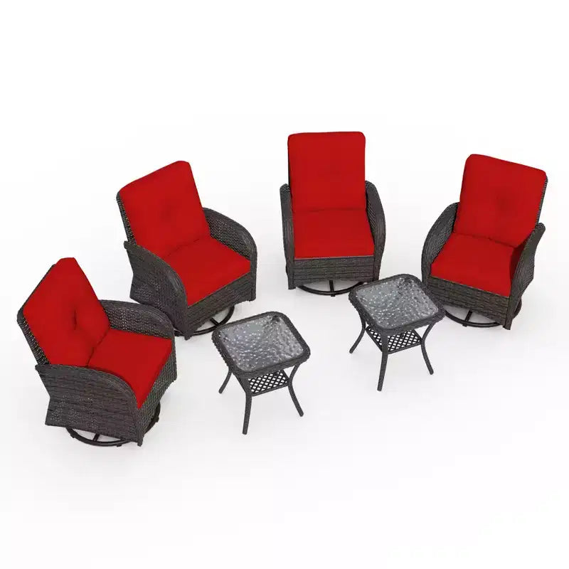 UPTIOT Ensemble de conversation de patio avec 6 fauteuils à bascule pivotants en osier