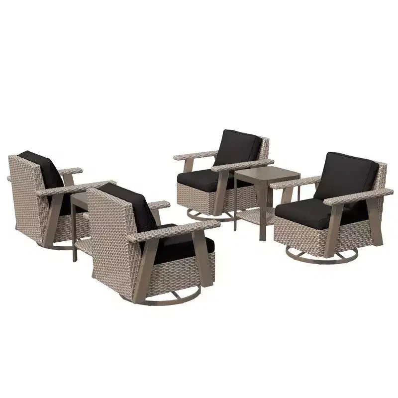 UPTIOT Ensemble de conversation extérieur en osier 6 pièces