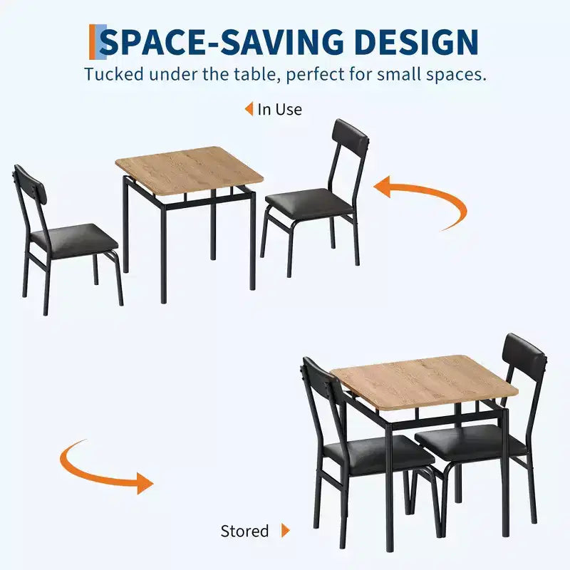 Ensemble de table à manger industrielle pour 2 personnes, table de cuisine en bois, ensemble de meubles de coin repas style ferme, pour salle à manger, appartement, studio