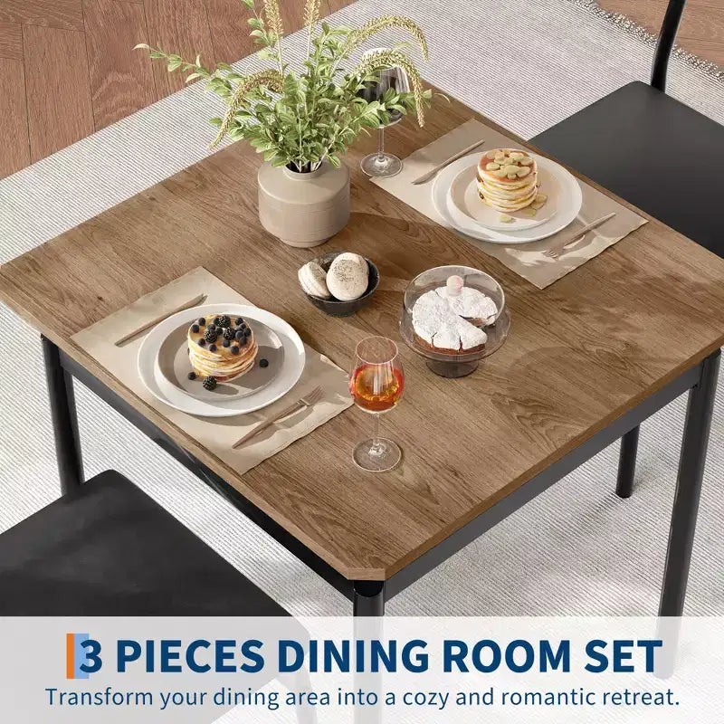 Ensemble de table à manger industrielle pour 2 personnes, table de cuisine en bois, ensemble de meubles de coin repas style ferme, pour salle à manger, appartement, studio