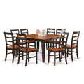 HomeStock 9-Piece Square Black Finish Solid Wood Top Dining Table with 8-Chairs