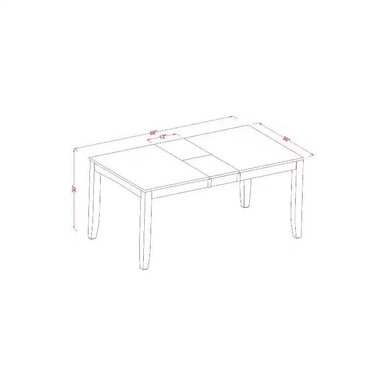 Ensemble de salle à manger 6 pièces – Table rectangulaire et 4 chaises avec banc – Fini cappuccino – Table de 54/66