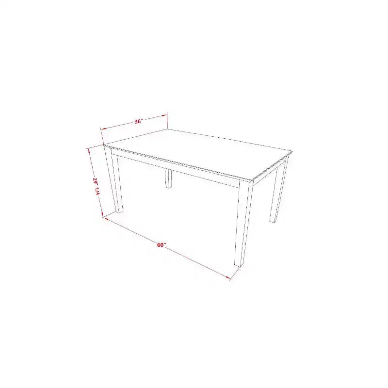 Ensemble de salle à manger rectangulaire 7 pièces Table de 60 pouces avec 6 chaises de cuisine en bois