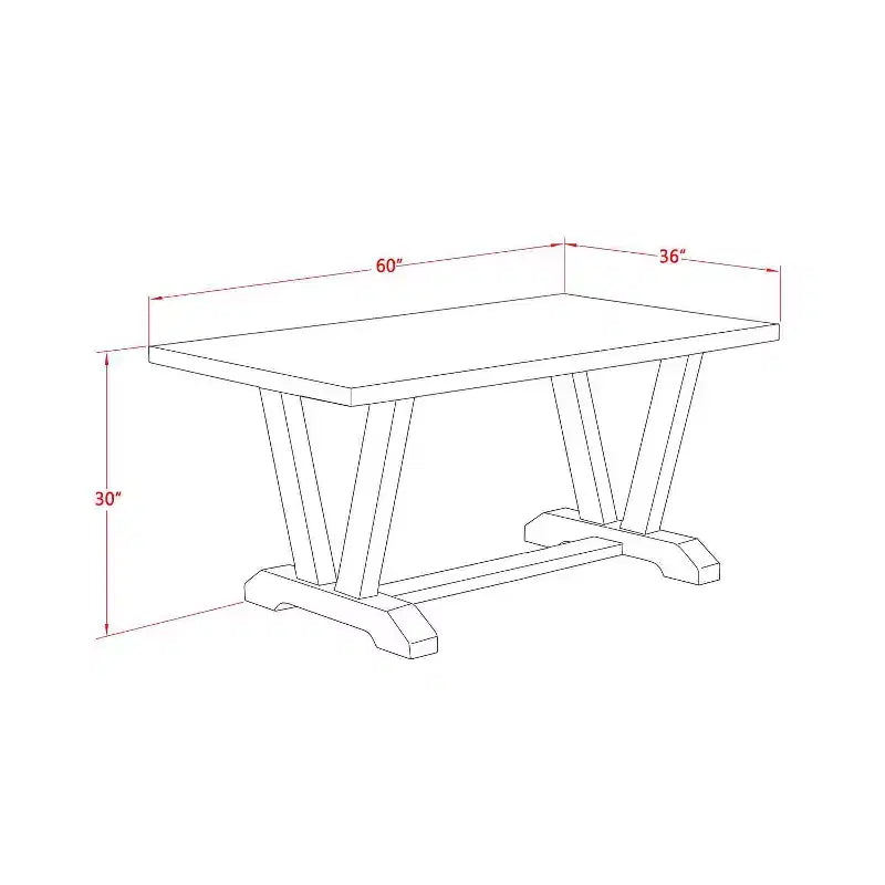 Table à manger 5 pièces rectangulaire avec plateau en bois massif finition chêne naturel et 4 chaises Parsons avec