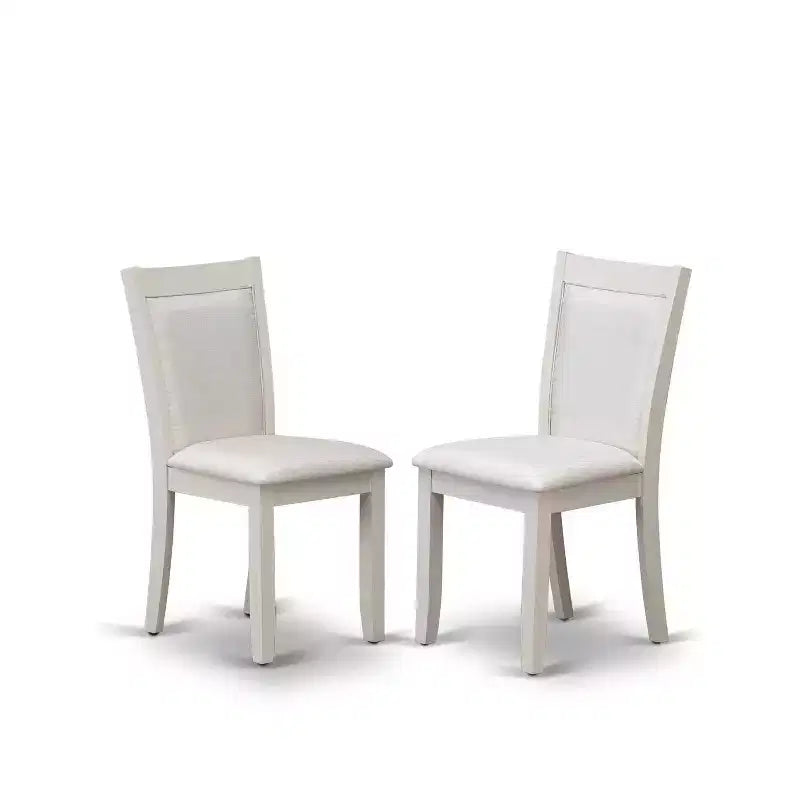 HomeStock Table de salle à manger rectangulaire 7 pièces en bois massif finition blanc lin brossé avec 6 chaises