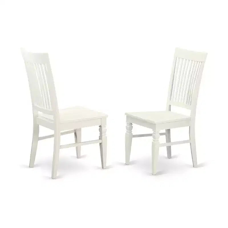 Ensemble de salle à manger 3 pièces HomeStock avec table ronde et dessus en bois massif, finition blanc lin