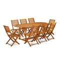 HomeStock 9-Piece Natural Oak Finish Solid Wood Top Dining Table with 8 Chairs