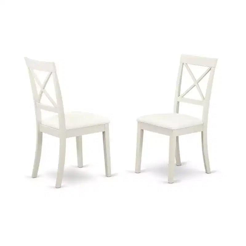 Petit ensemble de table de cuisine avec chaises - Table et chaises de salle à manger 3 pièces - Design néoclassique - Finition blanc lin