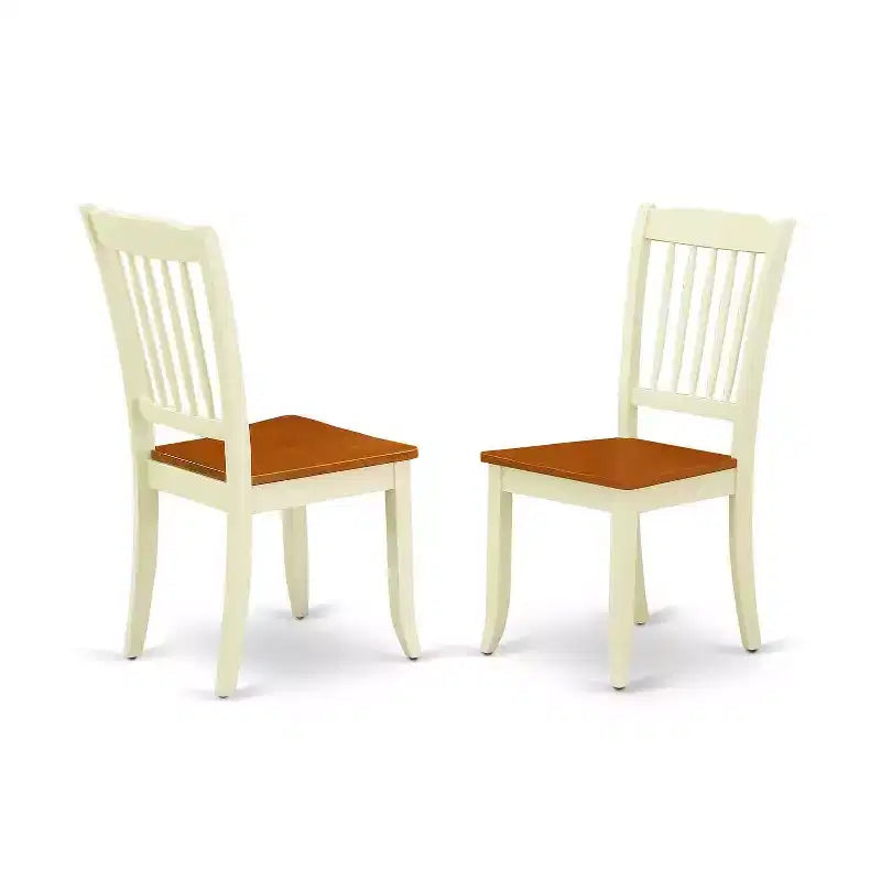 Ensemble de salle à manger rond 5 pièces avec table et chaises de style ancien - Table ronde de 42 pouces, design à lattes verticales