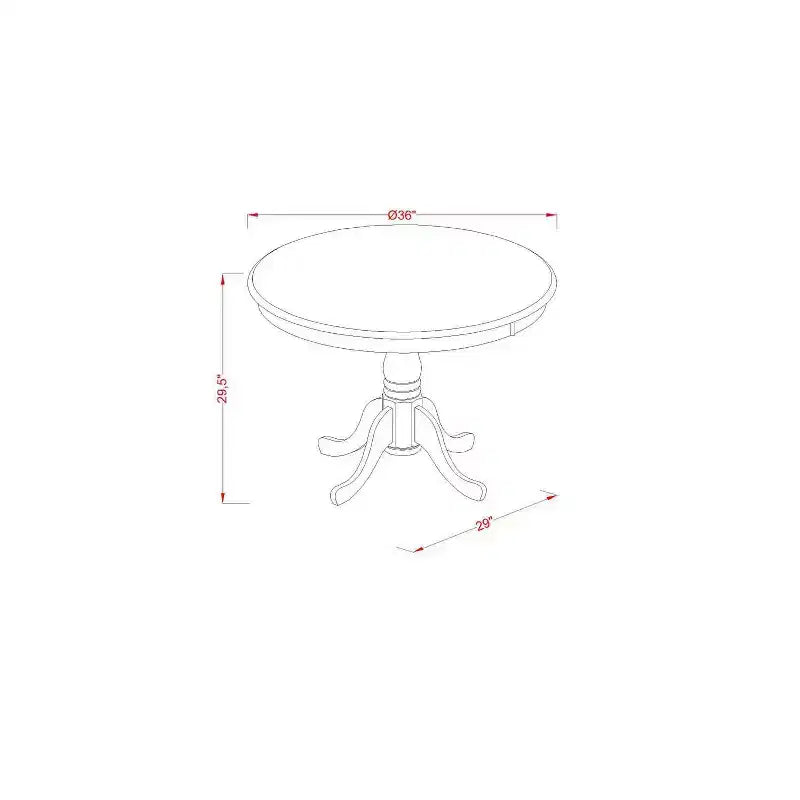 Ensemble de salle à manger rond 3 pièces en bois massif noir brossé – 4 places