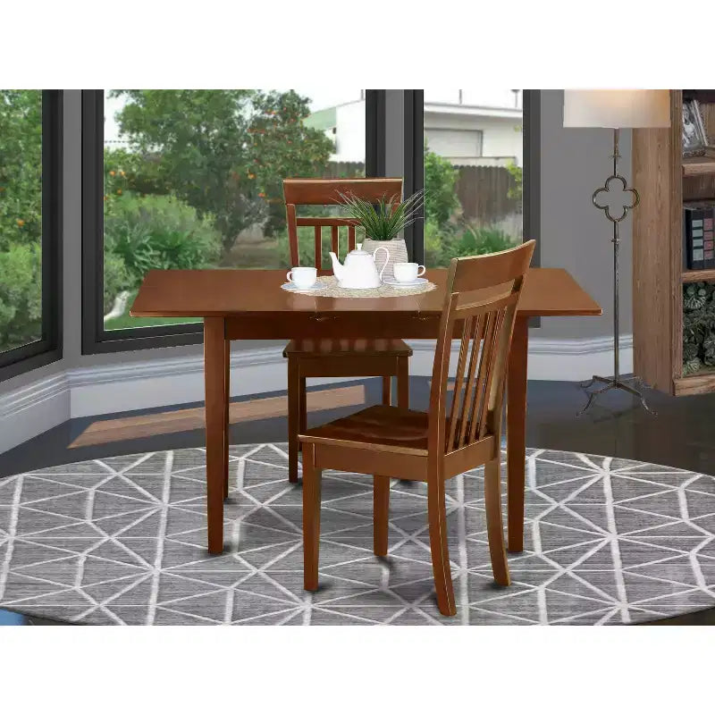Ensemble de salle à manger victorien - Ensemble table et chaises 3 pièces - Table rectangulaire 32x54 pouces - Finition acajou