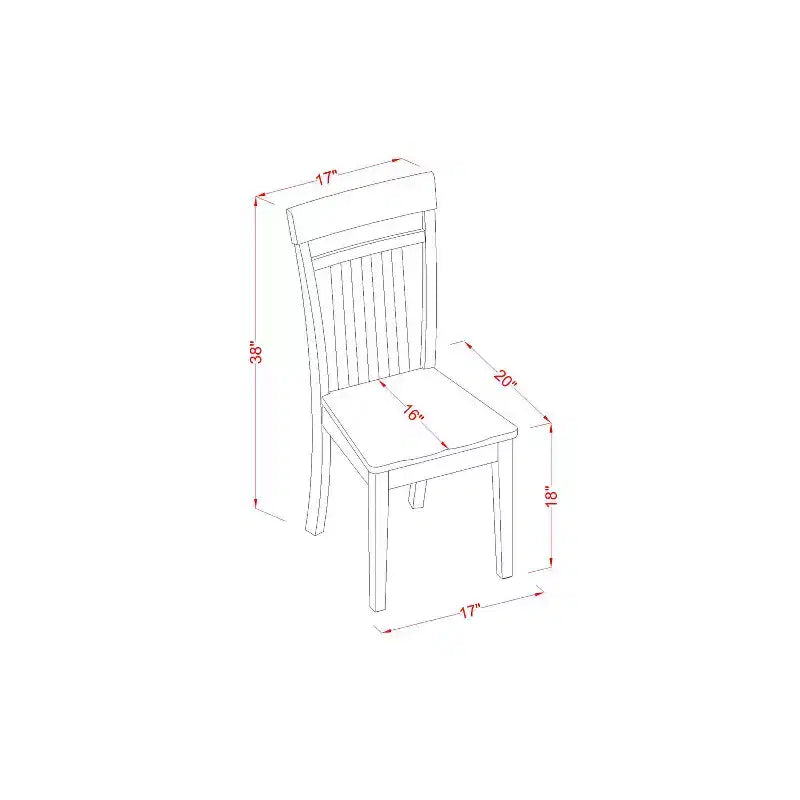 Ensemble de salle à manger victorien - Ensemble table et chaises 3 pièces - Table rectangulaire 32x54 pouces - Finition acajou