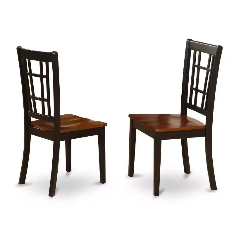 Ensemble de salle à manger rectangulaire 5 pièces en bois massif noir et cerisier (4 places)
