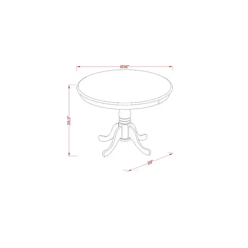 Ensemble de salle à manger 5 pièces - Table de cuisine et 4 chaises - Table ronde à pied central - Finition cerisier crème