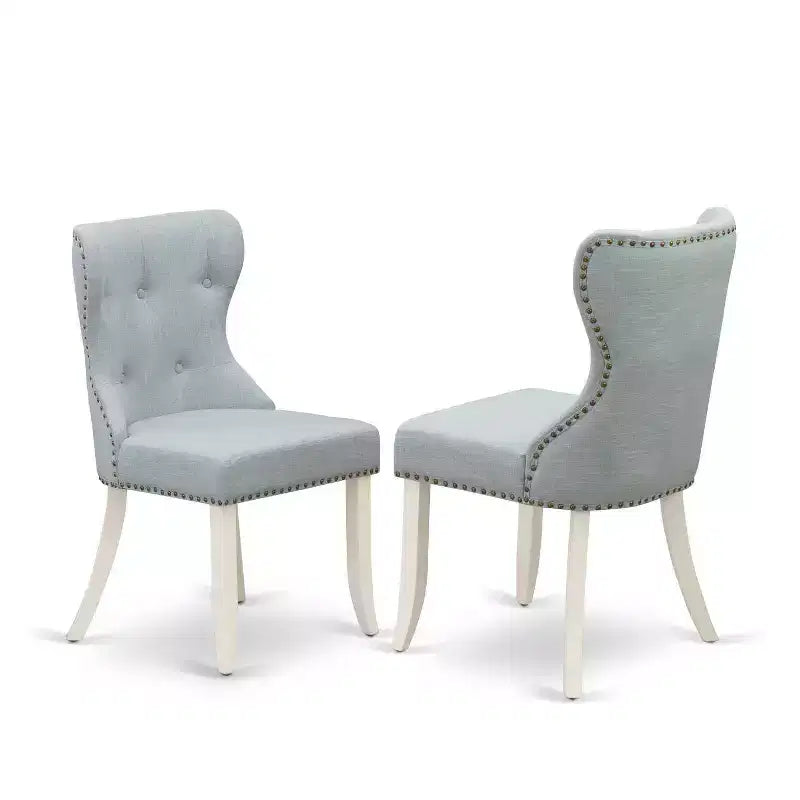 Ensemble de salle à manger 3 pièces, dessus en bois massif blanc cassé - 4 places